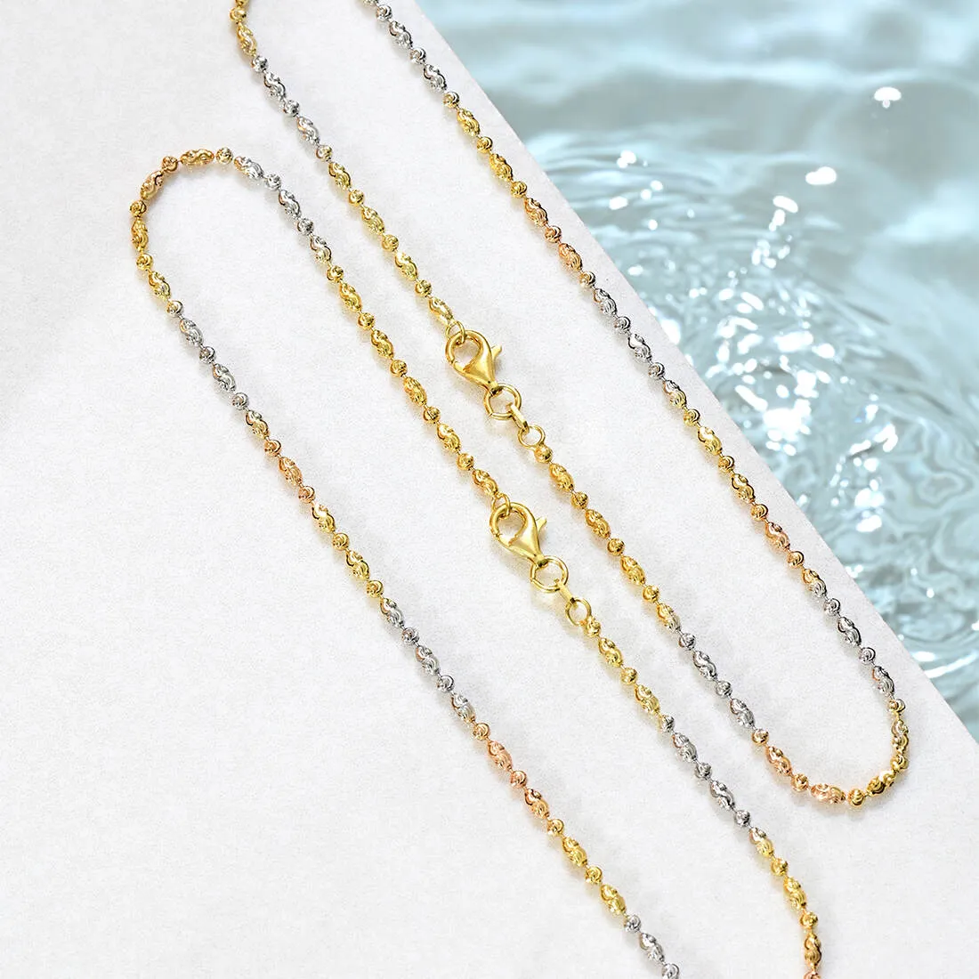 Triple Tone Weave Chain 925 Silver Anklet