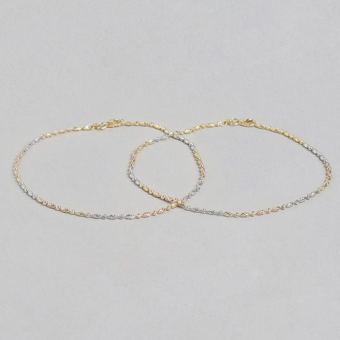 Triple Tone Weave Chain 925 Silver Anklet