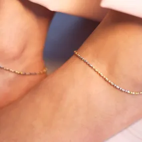Triple Tone Weave Chain 925 Silver Anklet