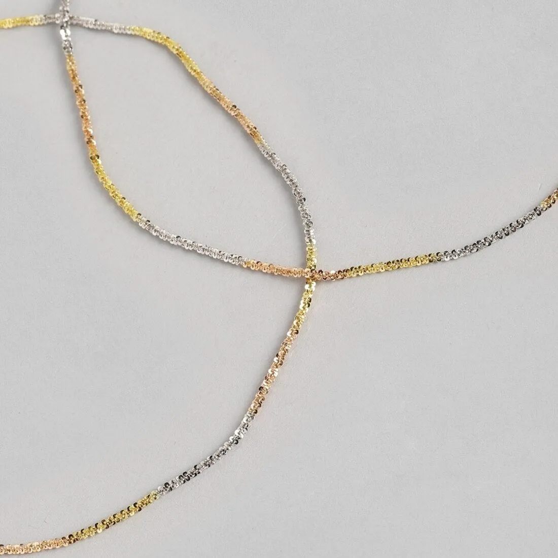 Triple-Tone Weave Chain 925 Sterling Silver Anklet
