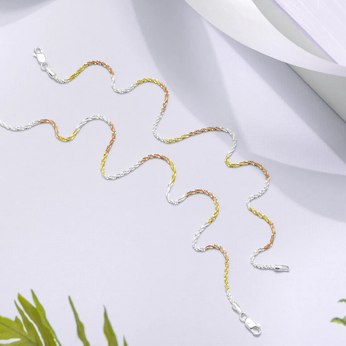 Triple Tone Weave Chain 925 Sterling Silver Anklet