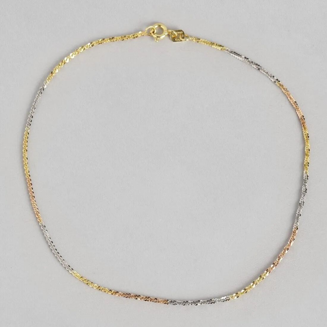 Triple-Tone Weave Chain 925 Sterling Silver Anklet