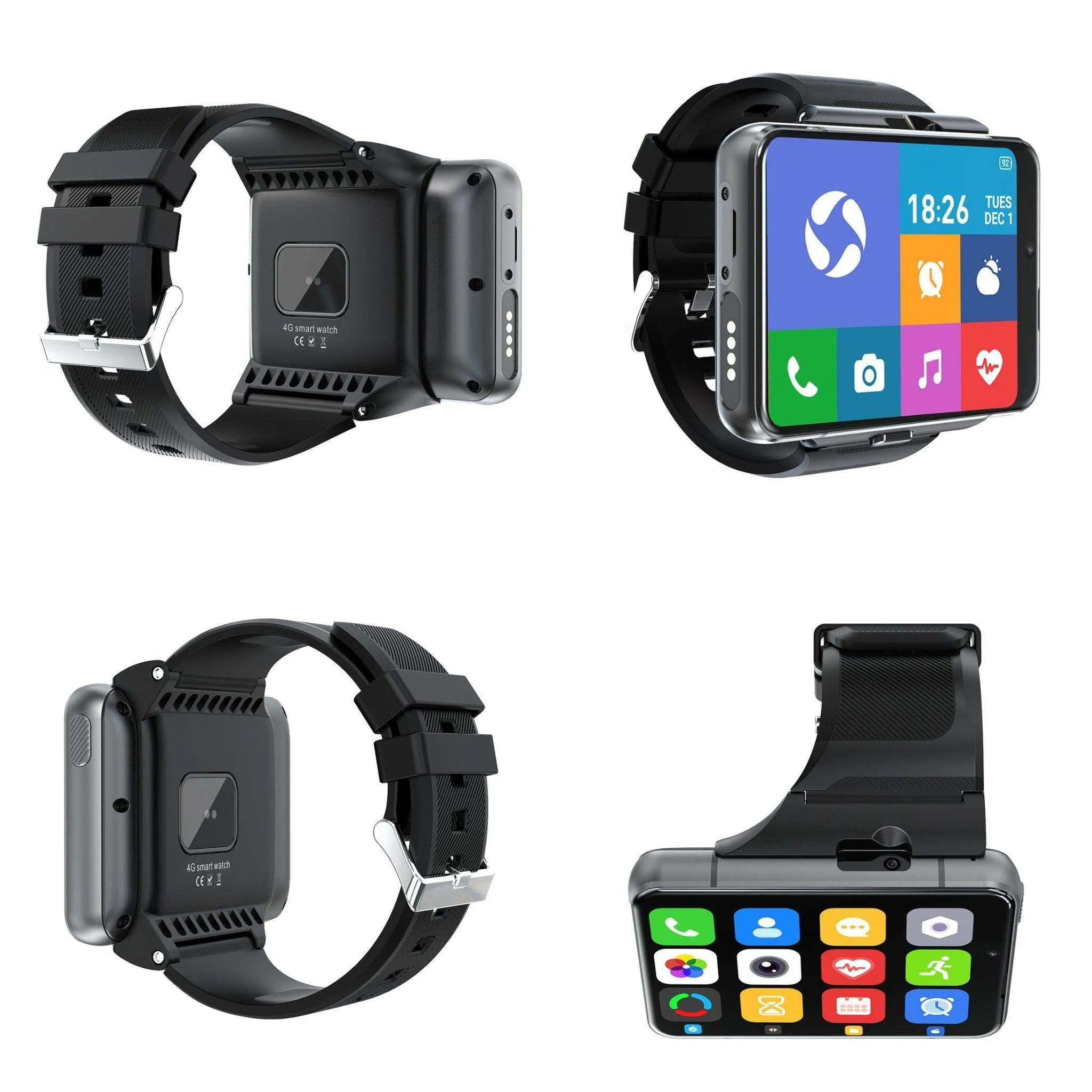 TUTT iS9 4G Smart Watch Phone Android 2.8” AMOLED IPS Screen 5 13 MP Dual Camera 4GB 64GB Quad-Core CPU, IP67 Waterproof, 4G/LTE Call, GPS, WiFi, Sports Fitness, Health Tracker