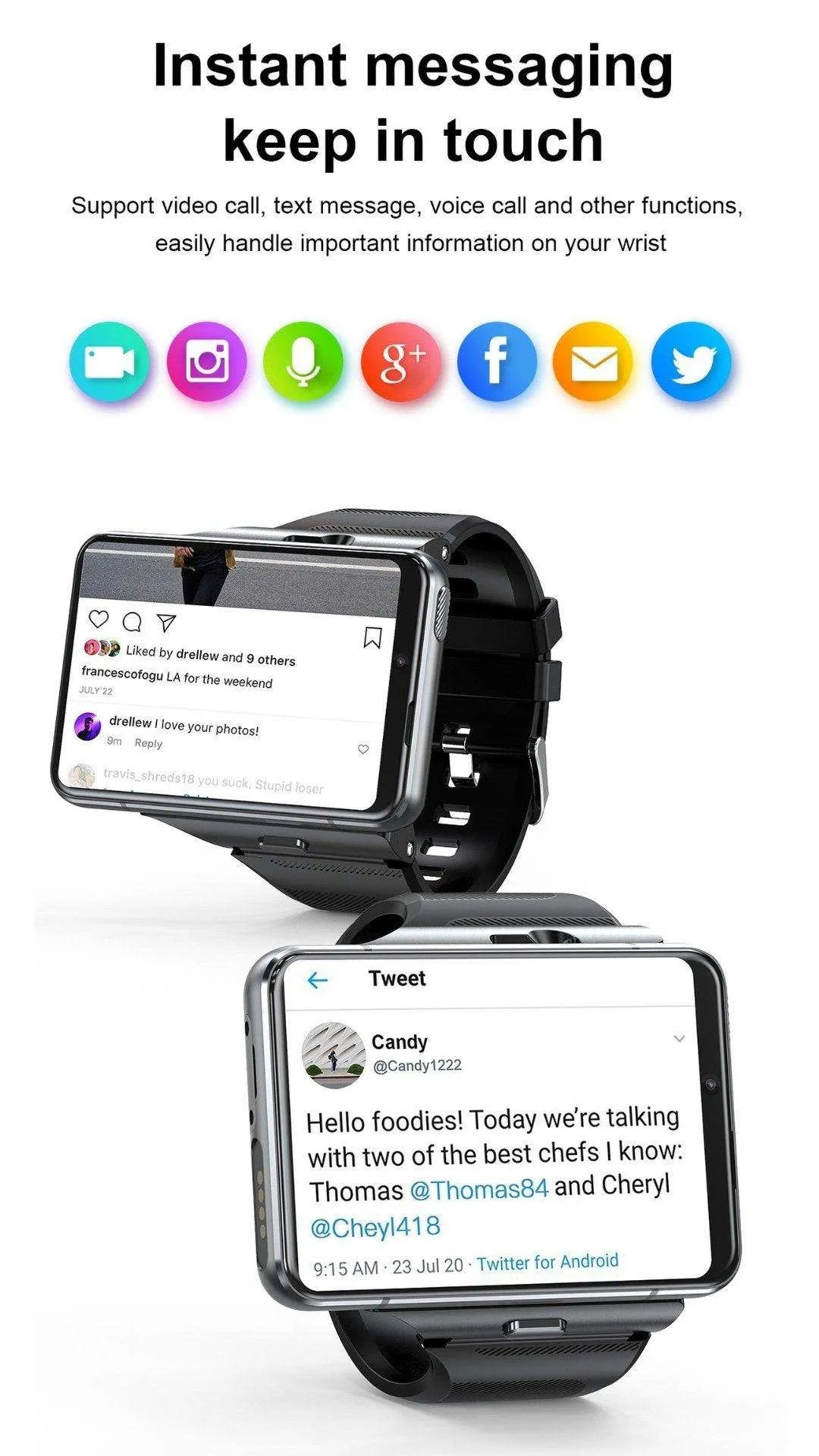 TUTT iS9 4G Smart Watch Phone Android 2.8” AMOLED IPS Screen 5 13 MP Dual Camera 4GB 64GB Quad-Core CPU, IP67 Waterproof, 4G/LTE Call, GPS, WiFi, Sports Fitness, Health Tracker