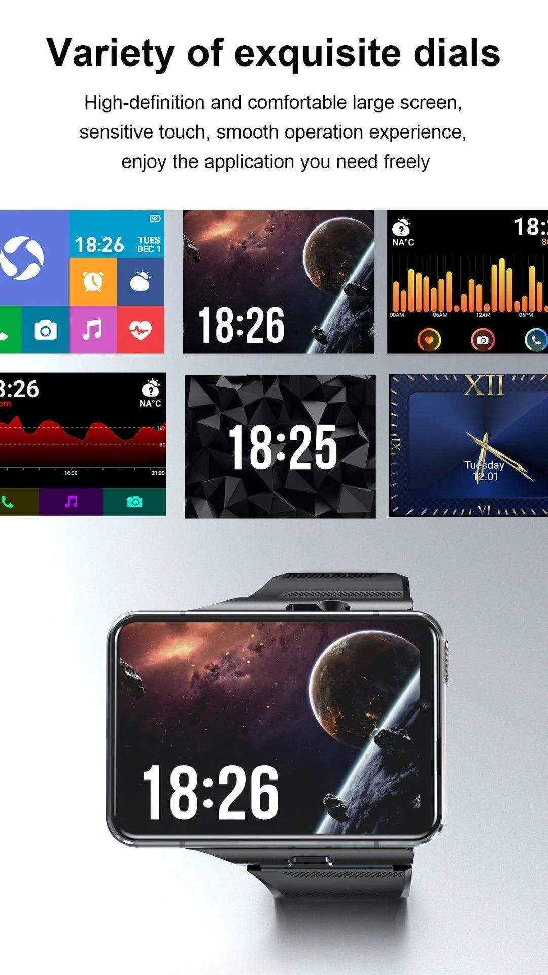 TUTT iS9 4G Smart Watch Phone Android 2.8” AMOLED IPS Screen 5 13 MP Dual Camera 4GB 64GB Quad-Core CPU, IP67 Waterproof, 4G/LTE Call, GPS, WiFi, Sports Fitness, Health Tracker