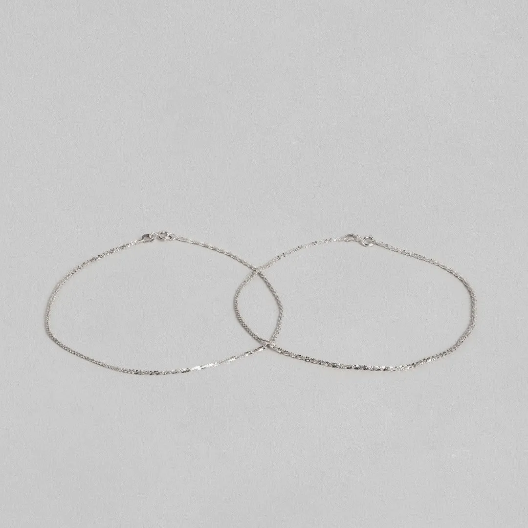 Twisted Weave 925 Sterling Silver Anklet