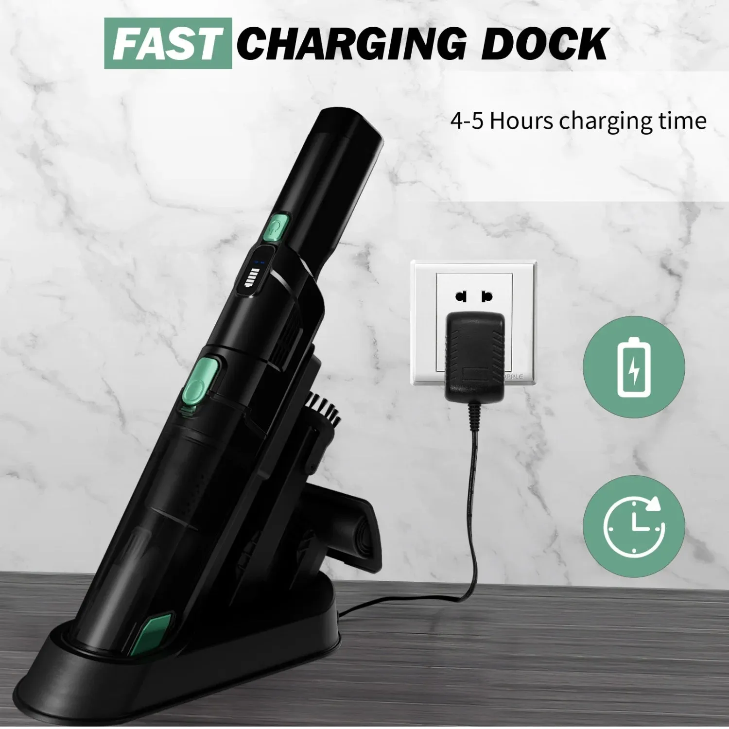 WHALL® Handheld Cordless Vacuum, Portable Vacuum with 15KPA Suction, Fast Charging, EV-H061 (New)