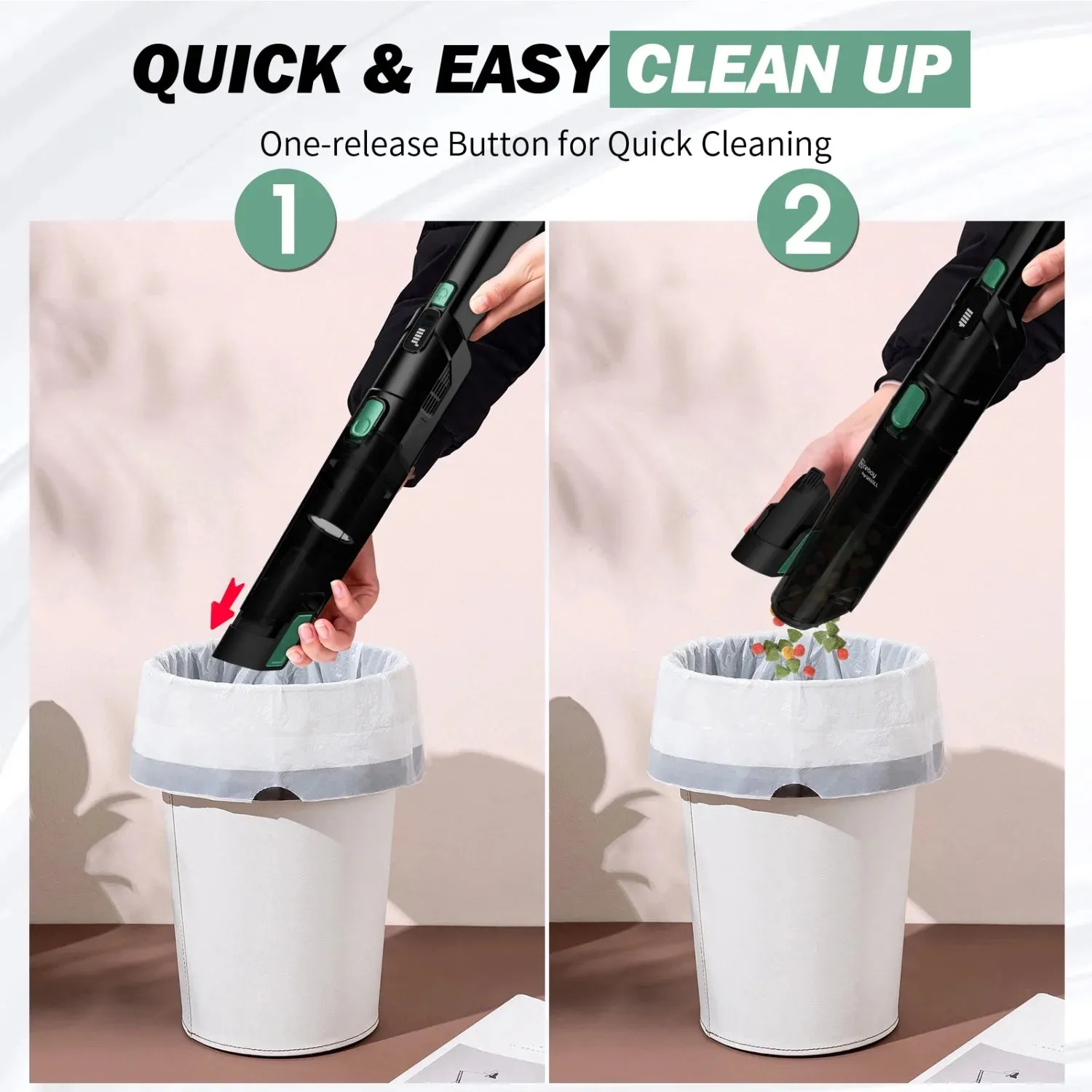 WHALL® Handheld Cordless Vacuum, Portable Vacuum with 15KPA Suction, Fast Charging, EV-H061 (New)