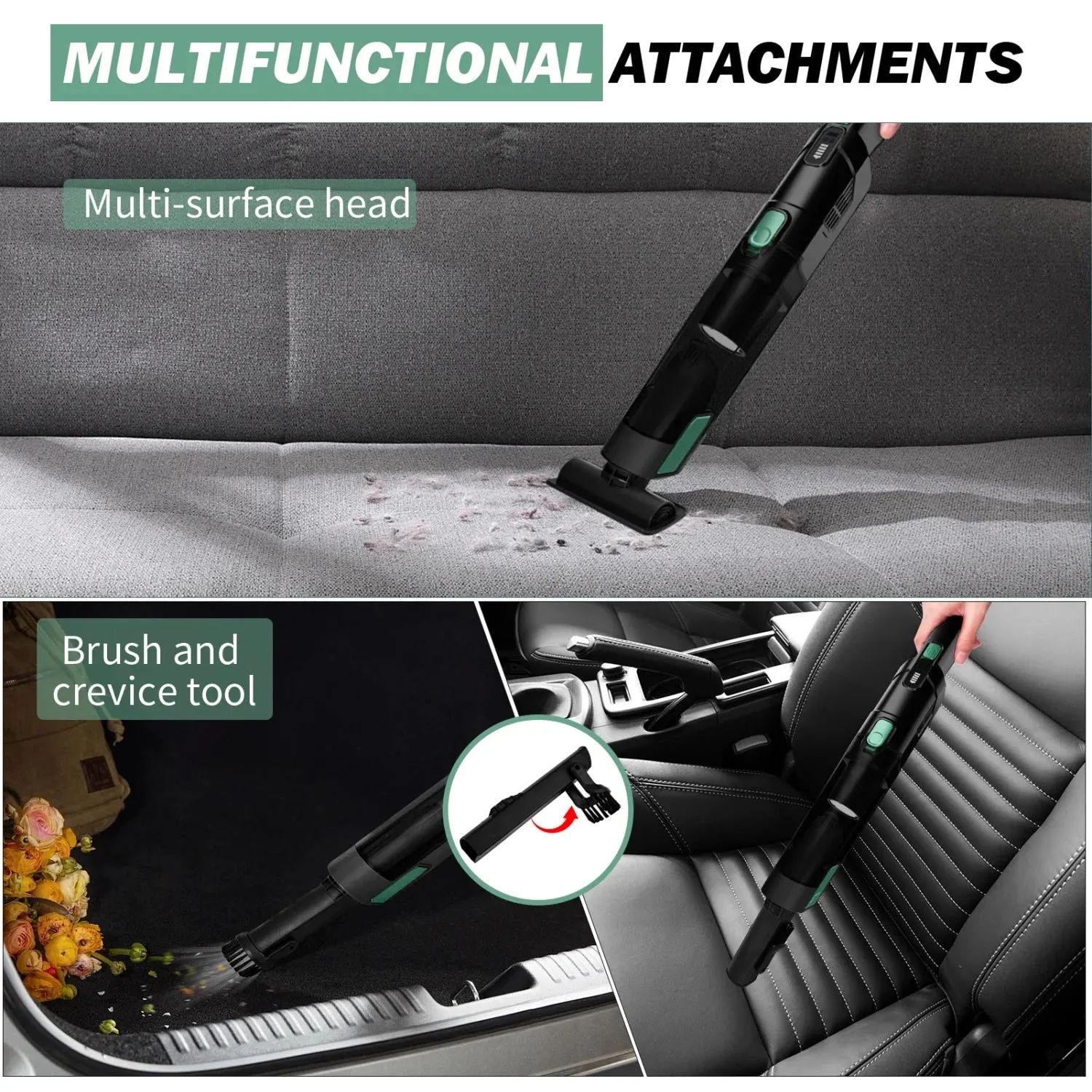 WHALL® Handheld Cordless Vacuum, Portable Vacuum with 15KPA Suction, Fast Charging, EV-H061 (New)