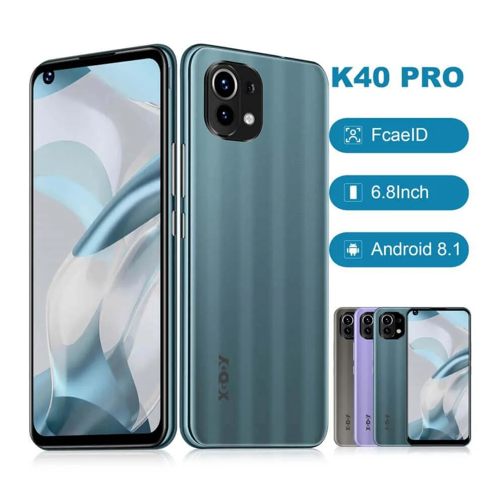XGODY K40 Pro Global Unlocked Large Screen Android Smartphone With Dual SIM Quad Core Face ID Multi-Language